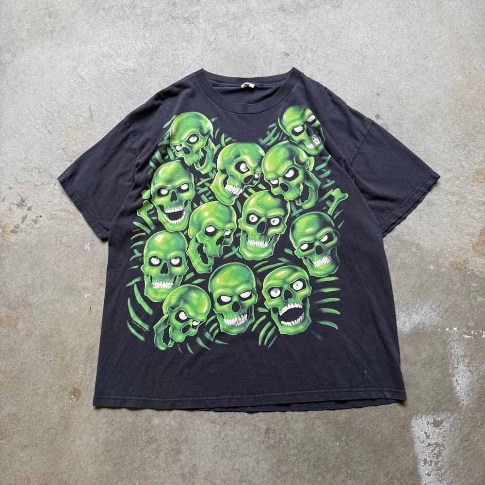 Vintage 2001 Liquid Blue Travis Scott Green Skull